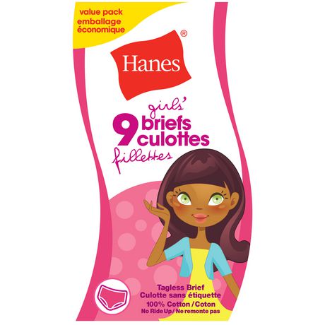 Hanes Girls' 9 Pack Cotton Briefs 