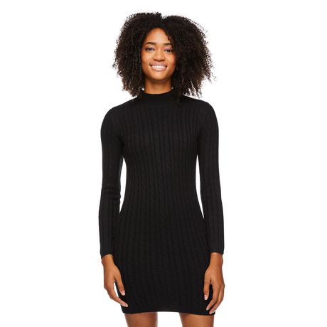 No Boundaries Women's Mock Neckline Cable Knit Dress - Walmart.ca