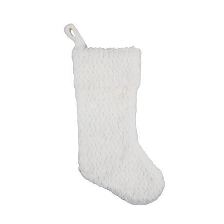 Holiday Time 21 inches White Faux Fur Stocking, 21 inch,  Festive