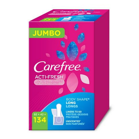 Carefree Acti-Fresh Body Shape Panty Liners Long Pack of 134 Liners