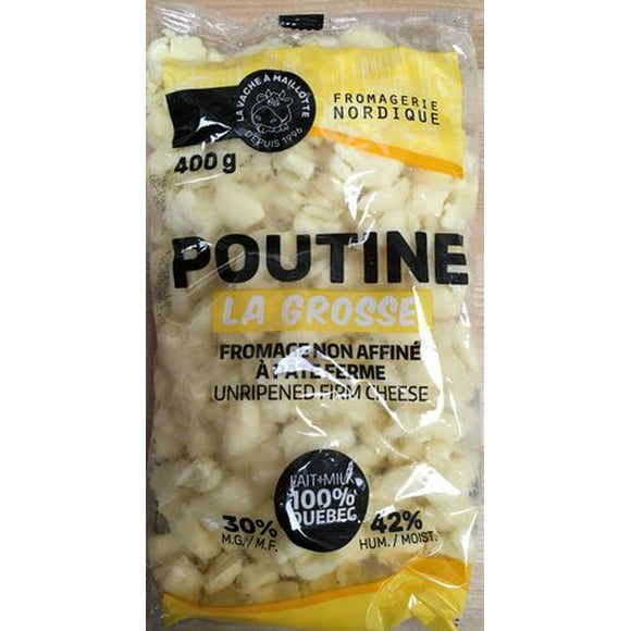 La Vache a Maillotte - Cheddar Cheese Curds for Poutine Original 400 gr, Cheese Poutine 400g