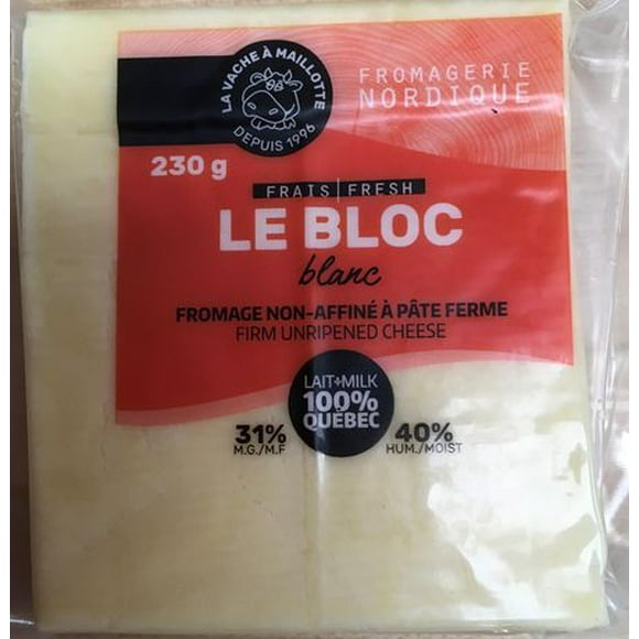 La Vache a Maillotte - Fresh Cheddar Cheese - Unripened -  The Block White 230 gr, Fresh firm cheddar white
