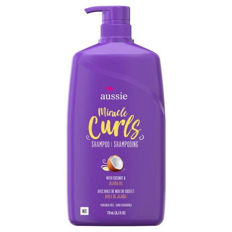 Shampooing Aussie Miracle Curls, avec huiles de noix de coco et de jojoba, sans parabènes Serenity
