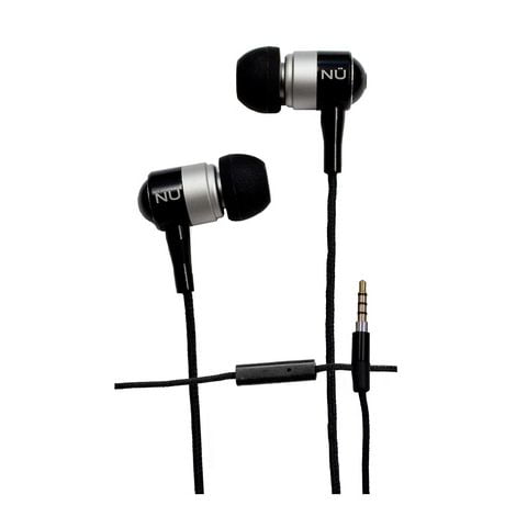 Écouteurs intra-auriculaires filaires stéréo Nupower de 3,5 mm avec microphone, noirs