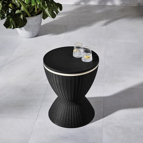 HOMETRENDS Patio Side Table Cooler - Black
