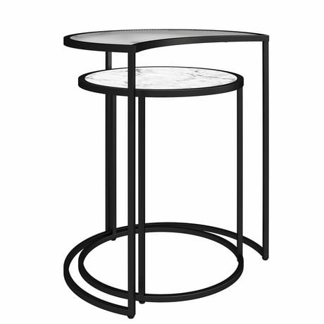 Mr. Kate Moon Phases Nesting End Tables, White Marble/Glass