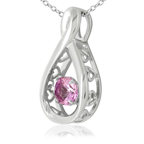 18" 925 Argent Diamant Accent Créé Opale Blanc & Rose Saphir Ovale Collier 
