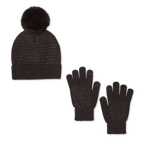 Time and Tru Women's Knit Hat 2-Piece Set