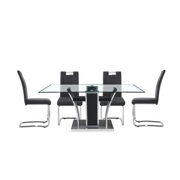 Topline Home Furnishings 5pc Glass Top Dining Table