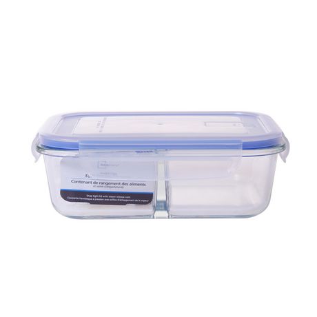 Mainstays 1050ML RECTANGLE GLASS FOOD STORAGE WITH DIVIDER | Walmart Canada