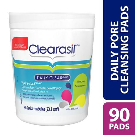 Clearasil Daily Clear Daily Pore Cleansing Pads, Acne Treatment, 90 pads