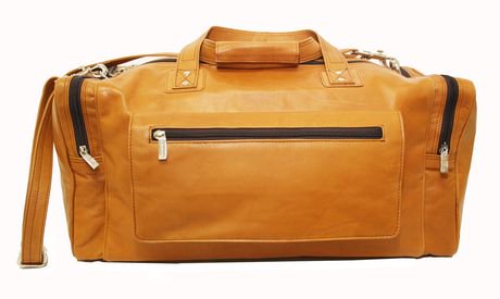 Ashlin Leather Duffel Bag with Double Handle and Shoulder Strap, Bronze | 0
