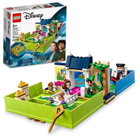 LEGO Disney Peter Pan & Wendy's Storybook Adventure 43220 Portable Playset with Micro Dolls and Pirate Ship, Travel Toy for Kids ages 5 Plus, Includes 111 Pieces, Ages 5+