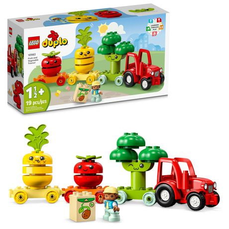 LEGO DUPLO My First Fruit and Vegetable Tractor Toy 10982, Stacking and Color Sorting Toys for Babies and Toddlers ages 1 .5 - 3 Years Old, Educational Early Learning Set