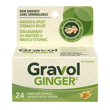 Gravol Ginger Non-Drowsy Liquid Gel Capsules, 24 Capsules