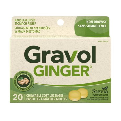 Gravol Ginger Natural Source Chewable Lozenges, 20 Lozenges