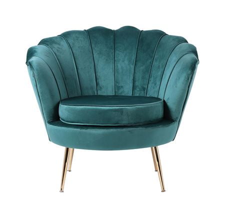 Plata Import Blue velvet lounge chair with Gold legs | Walmart Canada