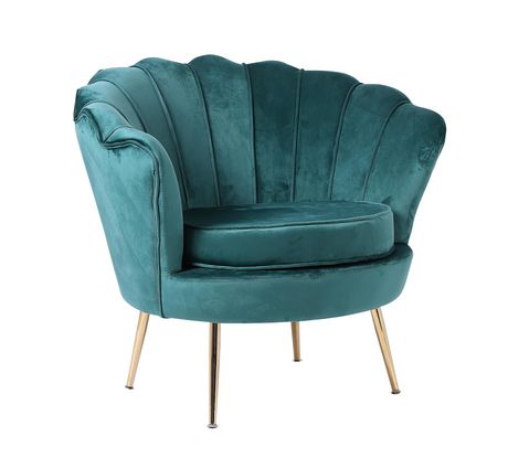 Plata Import Blue velvet lounge chair with Gold legs | Walmart Canada