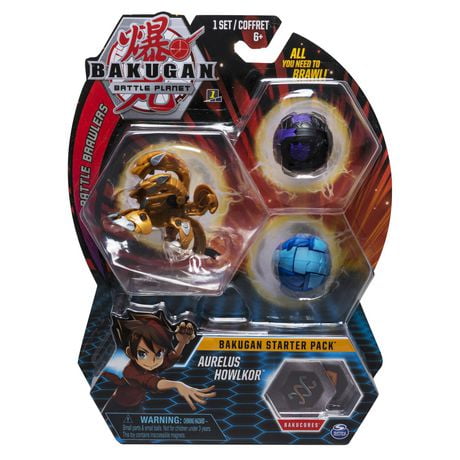 Bakugan Starter Pack 3-Pack, Aurelus Howlkor, Collectible Action Figures, for Ages 6 and Up