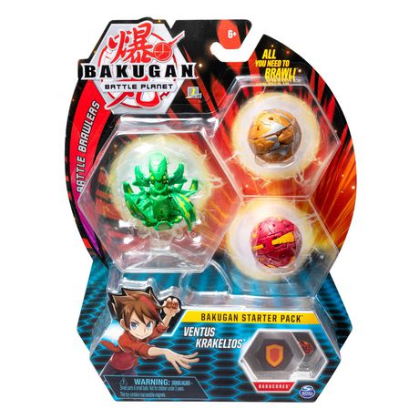 Bakugan Starter Pack 3-Pack, Ventus Krakelios, Collectible Action ...