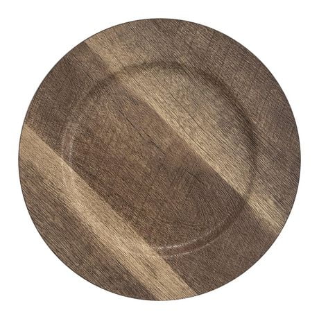 Holiday Time, Brown and Light Brown Plastic Charger Plate Decorative Service Plate for Table Setting Party Events,13x13x0.71 inch, 1 piece, 13 x 13 x 0.71 inch / 0.71 lb