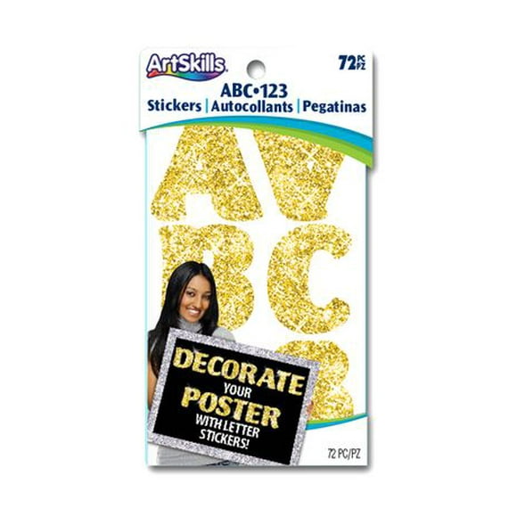 ARTSKILLS Glitter Gold Letter Posters, 72 pieces
