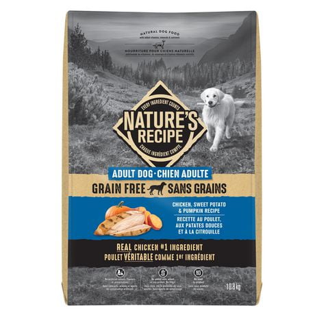 Nature's Recipe Adult Grain Free Chicken, Sweet Potato & Pumpkin Recipe Dog Food, 10.8kg