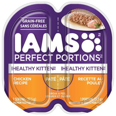 Nourriture humide sans céréales pour chatons IAMS PERFECT PORTIONS Healthy Kitten Pâté recette au poulet 75g