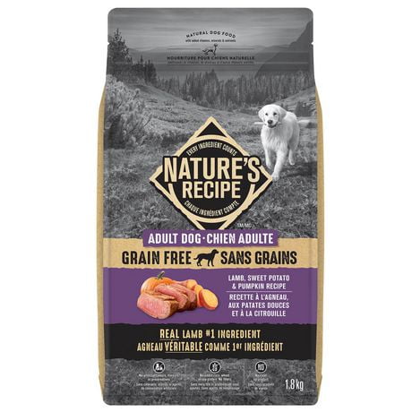 Nature's Recipe Adult Grain Free Lamb, Sweet Potato & Pumpkin Recipe Dry Dog Food, 1.8kg