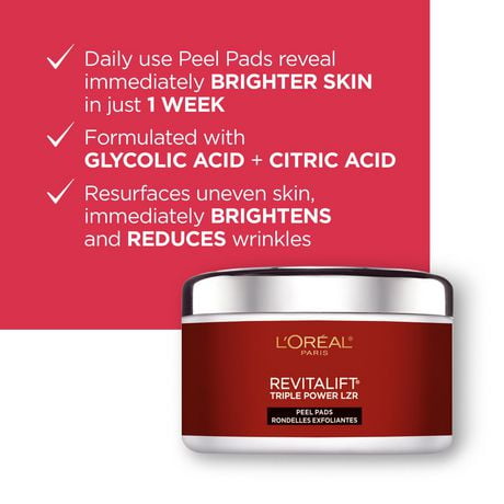 brightening peel revitalift reveal pads bright toner glycolic cleanser complex face paris oreal pack