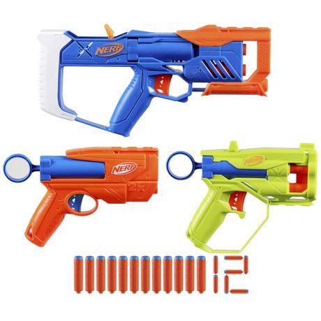 Nerf N Series Triple Action Pack, 3 Blasters, 12 Nerf N1 Darts Compatible Only with Nerf N Series Blasters, Ages 8 and up