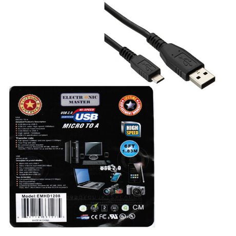 Câble ElectronicMaster de 6 pi micro vers USB