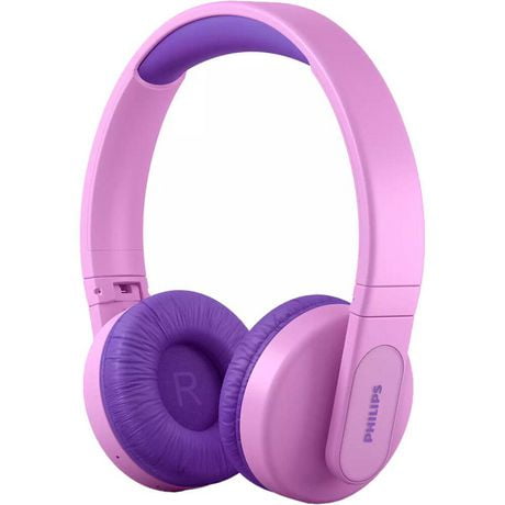 Philips K4206 Kids Wireless On-Ear Headphones, Bluetooth + cable connection, 85dB limit for safer hearing, up to 28 hours play time, Parental controls available via Philips Headphones app, K4206PK