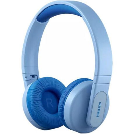Philips K4206 Kids Wireless On-Ear Headphones, Bluetooth + cable connection, 85dB limit for safer hearing, up to 28 hours play time, Parental controls available via Philips Headphones app, K4206BL