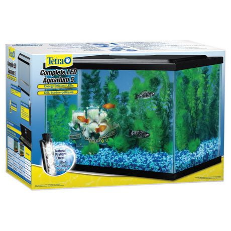 Kit d'aquarium à DEL Tetra, avec hotte à éclairage DEL, filtre et conditionneur 5 gallons