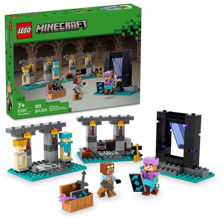 LEGO Minecraft The Armory Building Set, Includes Popular Minecraft Figures Alex and Armorsmith, Action Toy for Gamers and Kids, Gift for Boys and Girls 7 Years Old and Up, 21252, Includes 203 Pieces, Ages 7+
