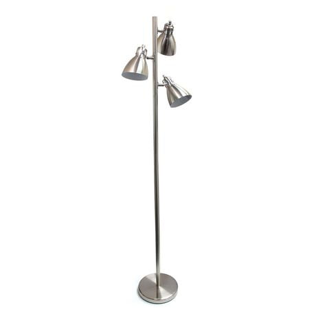 Lampadaire métallique à 3 lumières pour arbre de Simple Designs, finition nickel brossé