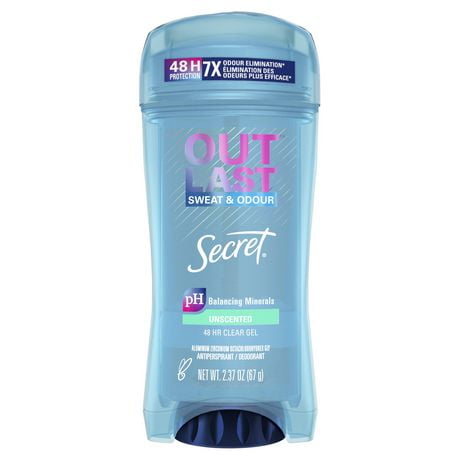 Antisudorifique et désodorisant gel clarté pour femmes Secret Outlast Transpiration et odeurs, non parfumé 73&nbsp;grammes