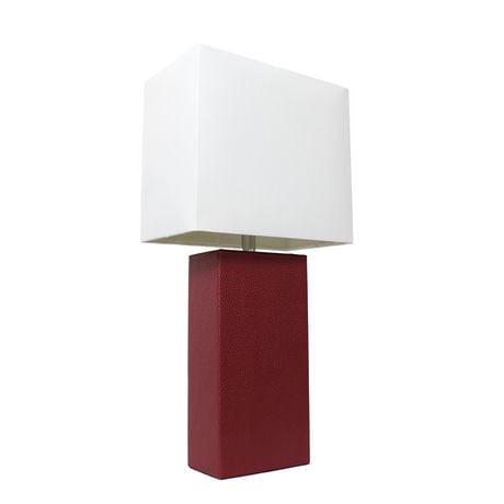 Conceptions Elégantes Lampe de table moderne en cuir avec abat-jour en tissu blanc