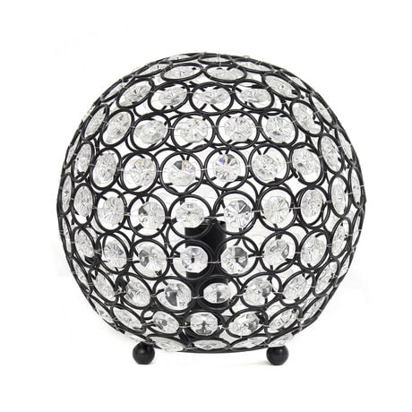 Lampe de table Elegant Designs à paillettes boule de cristal de 10 pouces