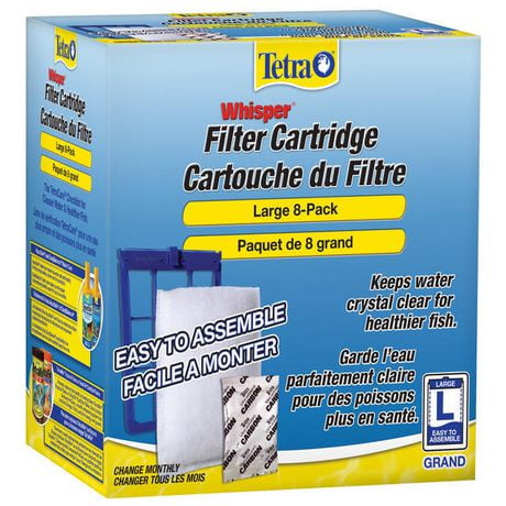 Tetra Whisper Large Filter Cartridges 8 Pack, 8 Filter Cartridges