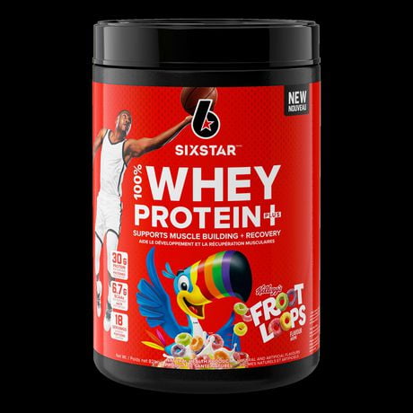 Six Star 100% Whey Protein Plus, Kellogg's Fruit Loops Whey Protein Powder, 100% Whey Protein Plus 1.8lb Six Star protéines avec les saveurs de Kellogg