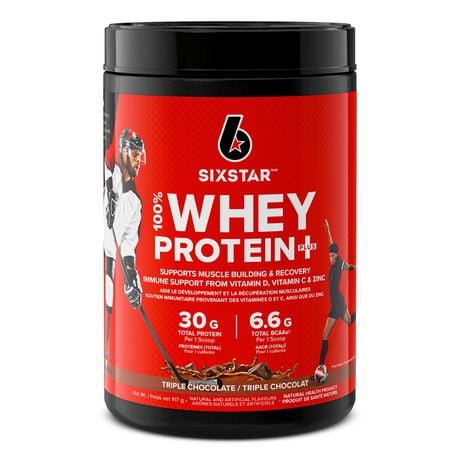 Six Star 100% Whey Protein Plus, Whey Protein Powder, Whey Protein Isolate & Peptides, Lean Protein Powder for Muscle Gain, Whey Isolate Protein Shake, Chocolate, 2 lbs, 907 g