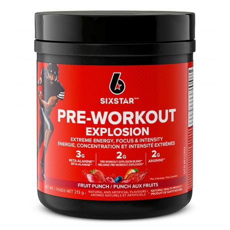 Six Star Preworkout Explosion, Pre Workout Powder for Men & Women with Creatine Monohydrate & Beta Alanine for Energy, Focus and Intensity, Energy Powder, Fruit Punch (30 Servings), 207g, 30 servings