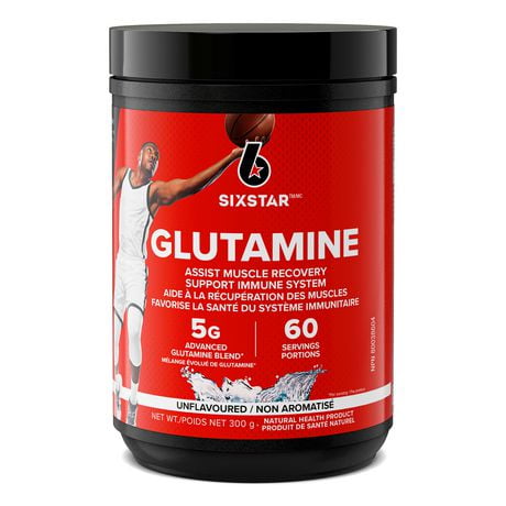 Six Star L Glutamine Powder, Post Workout Muscle Recovery Supplements, L-Glutamine Powder for Men and Women, Glutamine Supplement, Unflavoured (60 Servings), 300 g