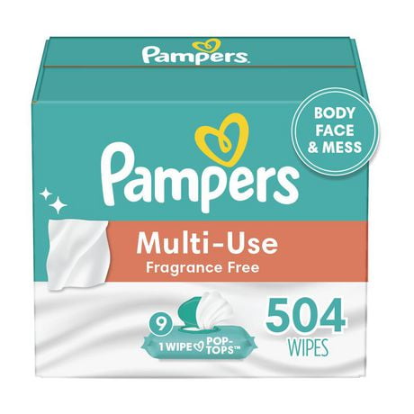 Pampers Baby Wipes Multi-Use Fragrance Free 9X Pop-Top Packs, 504CT