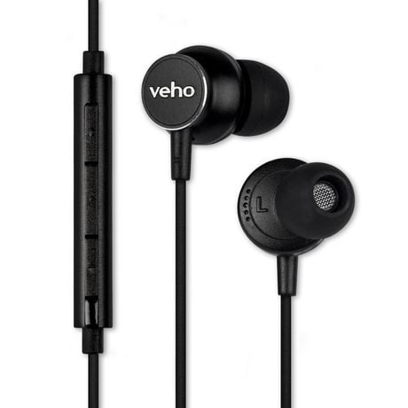 Écouteurs stéréo Z-3 de Veho avec microphone et télécommande intégré - Noir