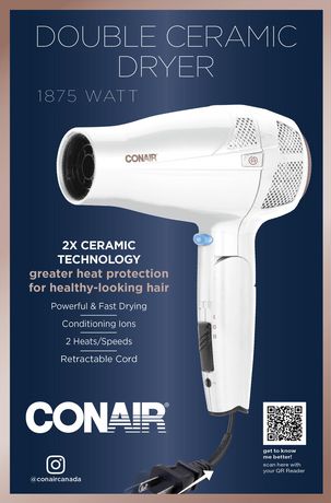 Conair 1875W Mid Size Ionic Dual Voltage Cord Keeper Folding Handle