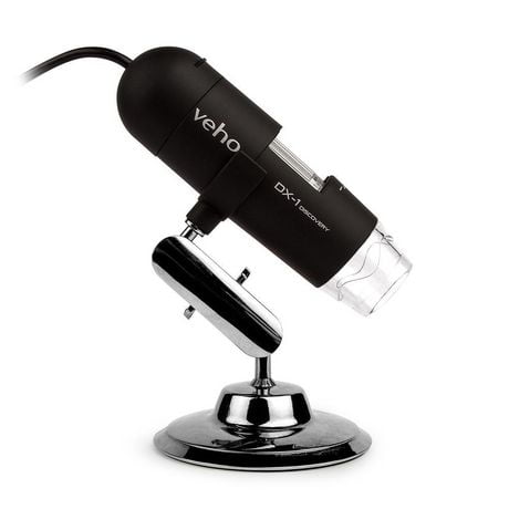 Microscope d’agrandissement à 200x 2MP USB DX-1 de Veho avec support en alliage
