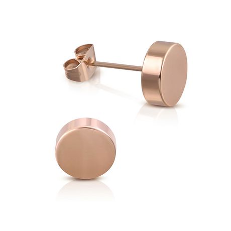 Pure316 - Womens 316L Rose Gold Plated Stainless Steel Stud Earrings ...
